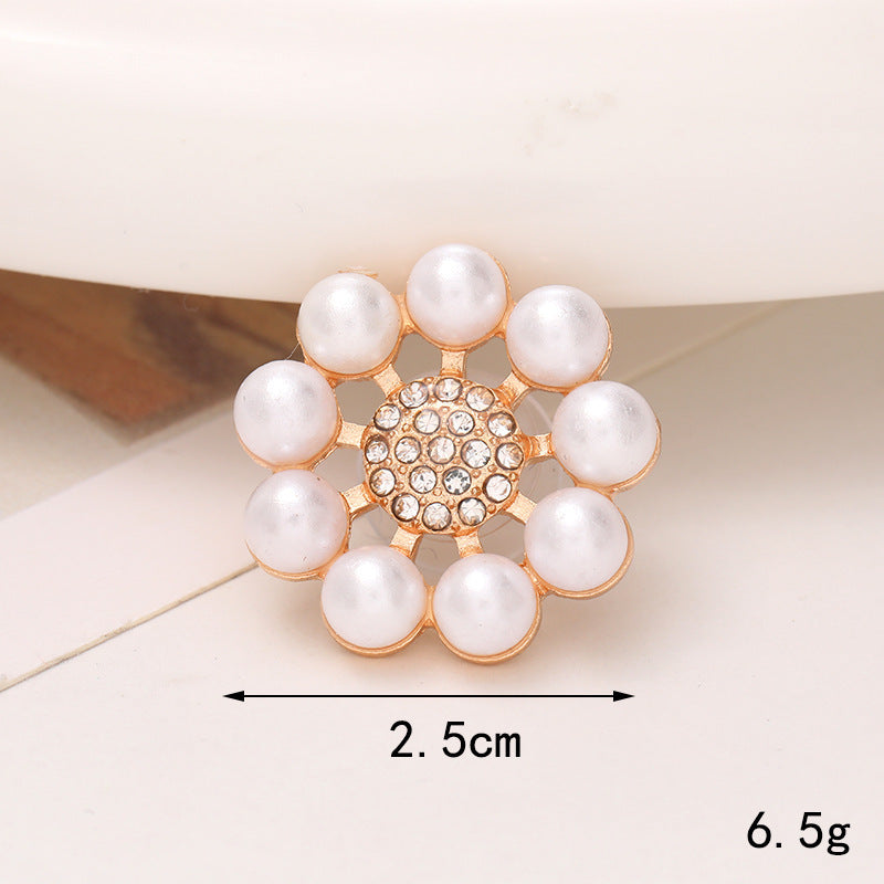 Jeans Button Hole Shoes Diy Accessories Bright Crystal Classic Style Ornament Accessories Upper Pearl Flower