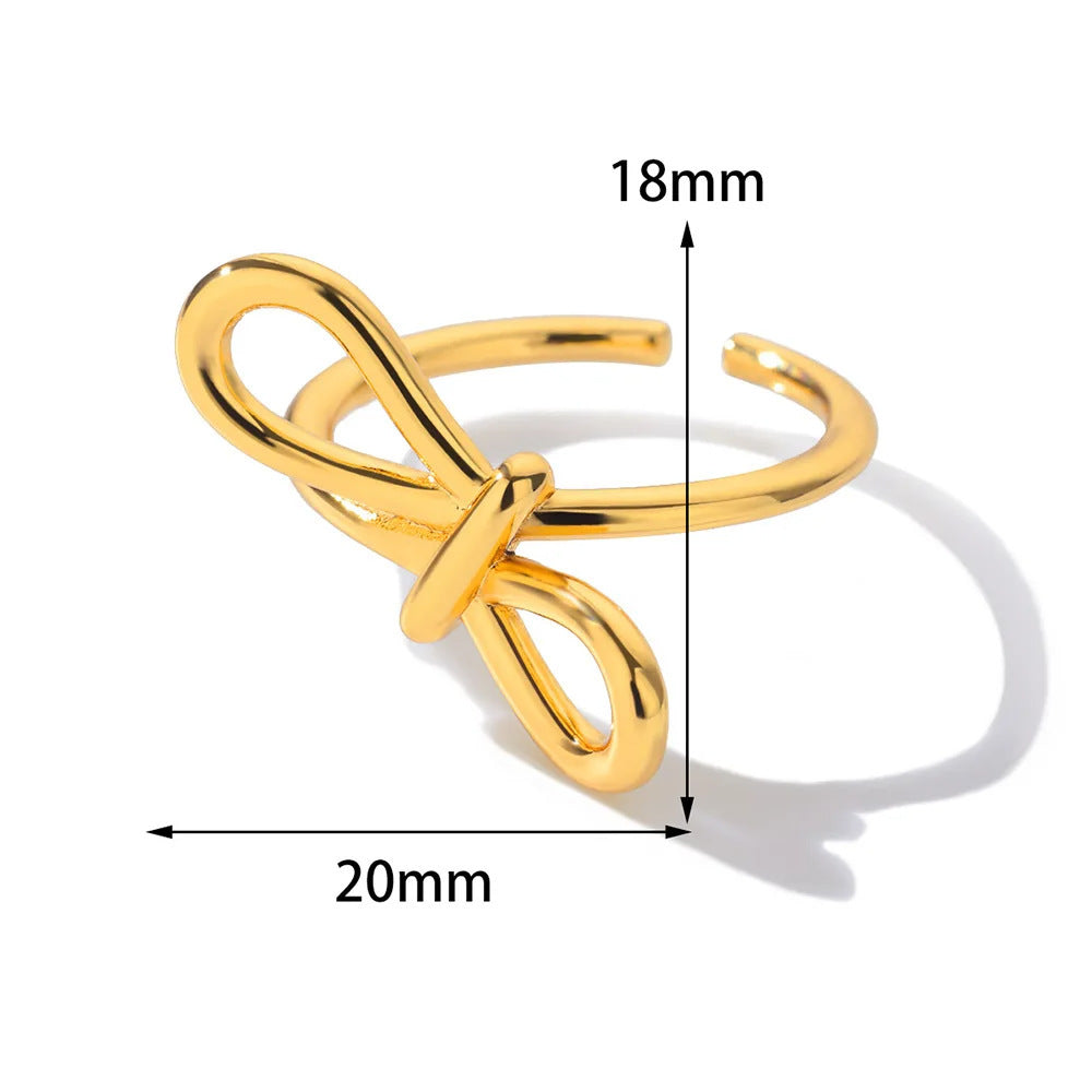 Titanium Steel 18K Gold Plating Bow Ring