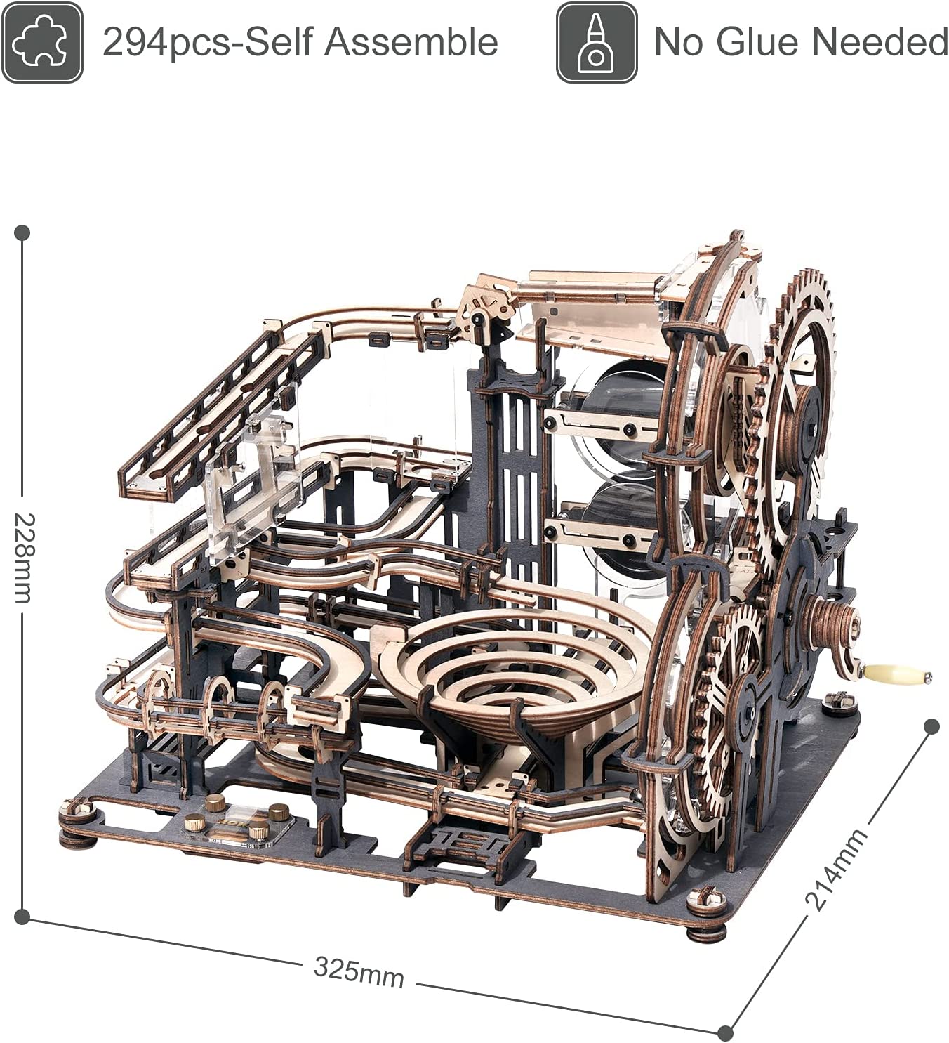 Robotime ROKR-rompecabezas de madera 3D de ciudad nocturna de mármol, juegos de ensamblaje, modelo de rueda de agua, juguetes para niños, regalo de cumpleaños