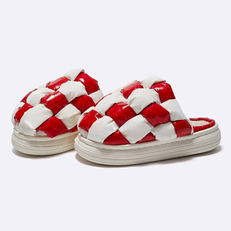 Chessboard Grid Classic Contrast Color Design Fashion Couple Men And Women Indoor Home Slippers