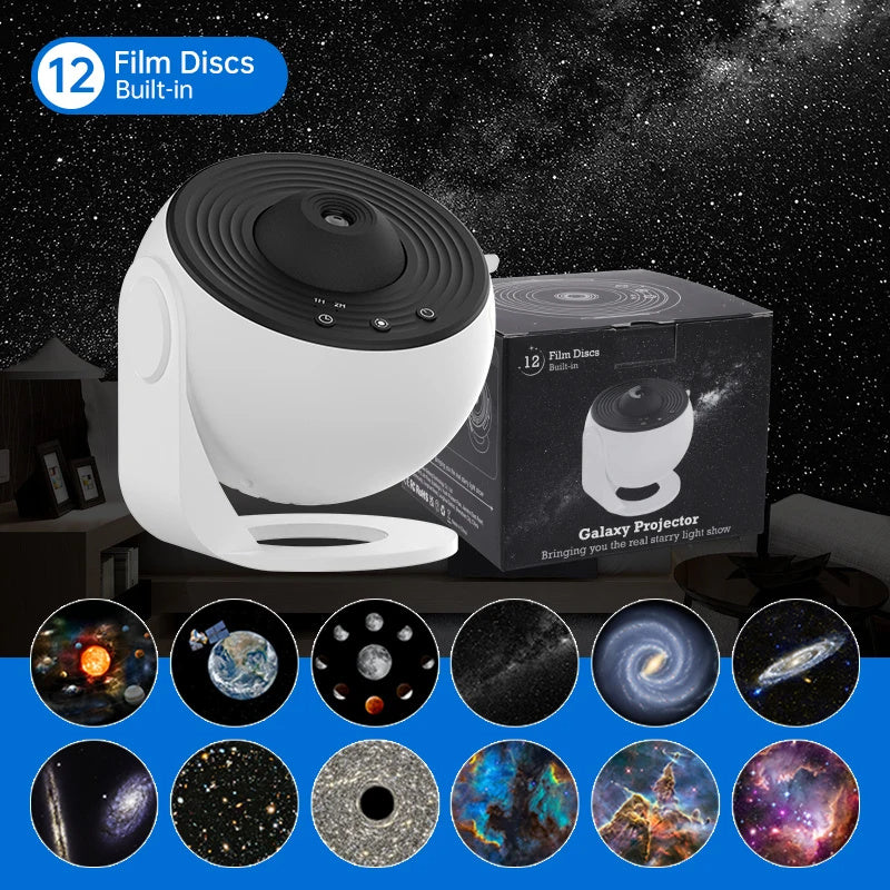 Proyector de galaxia con luz nocturna, proyector de cielo estrellado, lámpara planetaria giratoria 360 para dormitorio de niños, regalo del Día de San Valentín, decoración de boda