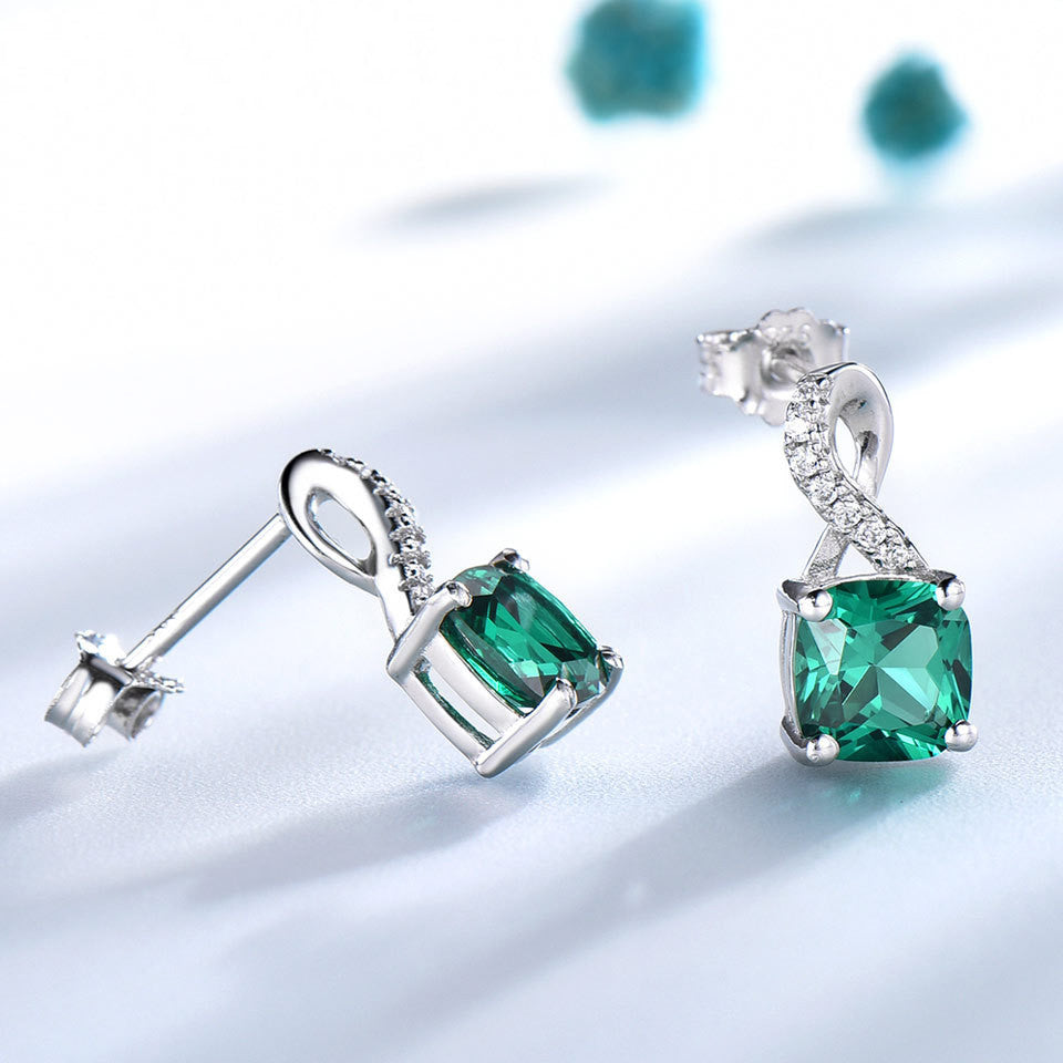 Emerald Drop Earrings With Diamonds