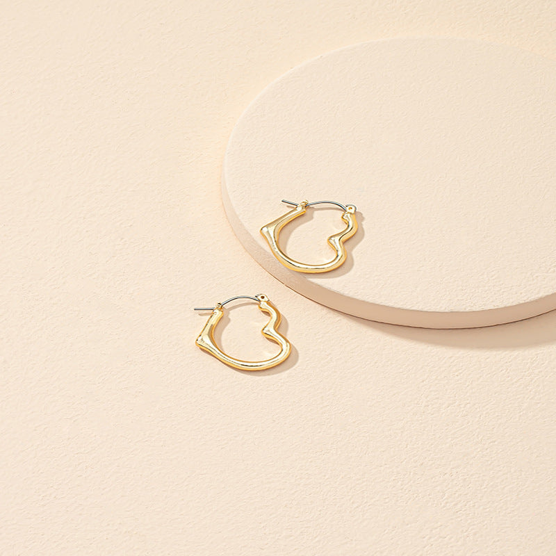 New Small Heart Earrings Simple Cutout Earrings