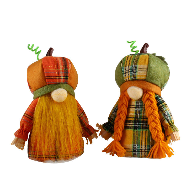 Thanksgiving Day Pumpkin Hat Faceless Doll Harvest Festival Rudolf Show Window Decorations