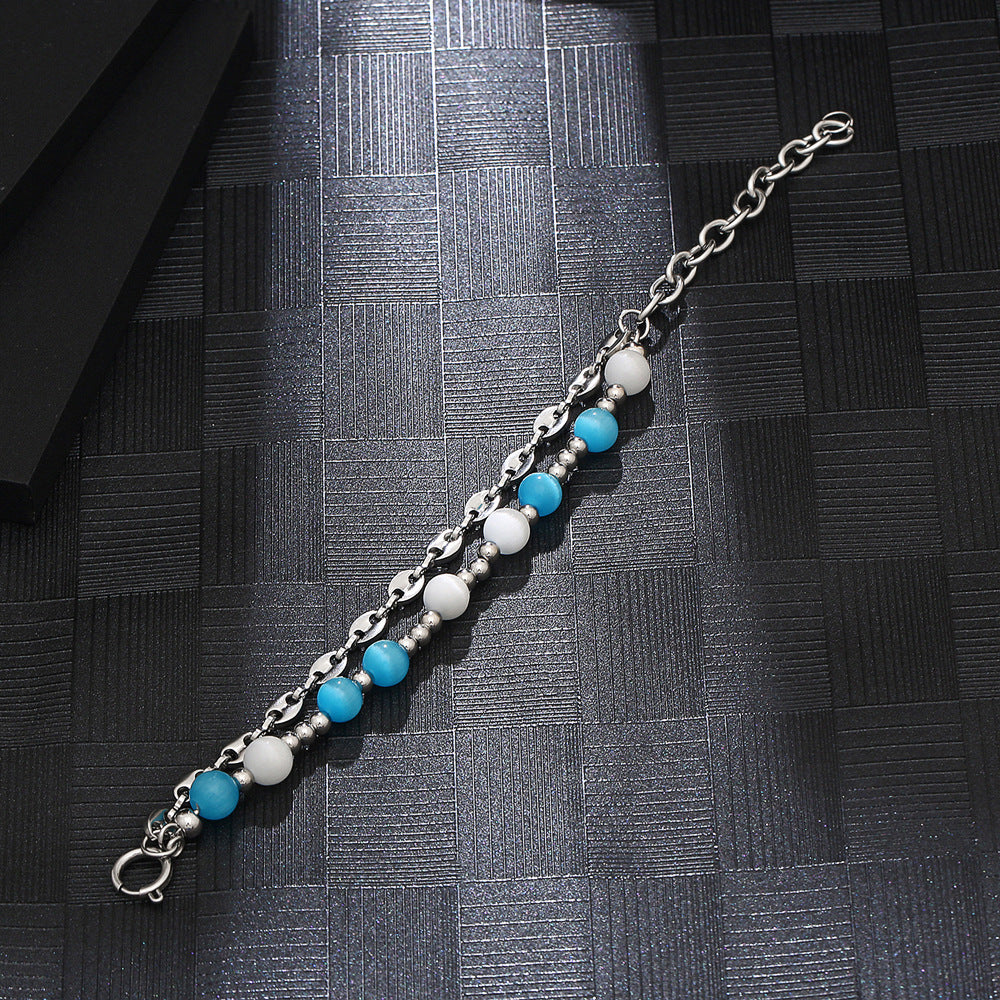 Women's Titanium Steel Stitching Opal Bracelet