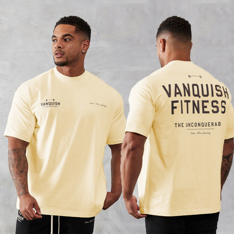 Men's Fitness Sports Pure Cotton Round Neck Short Sleeve T-shirt