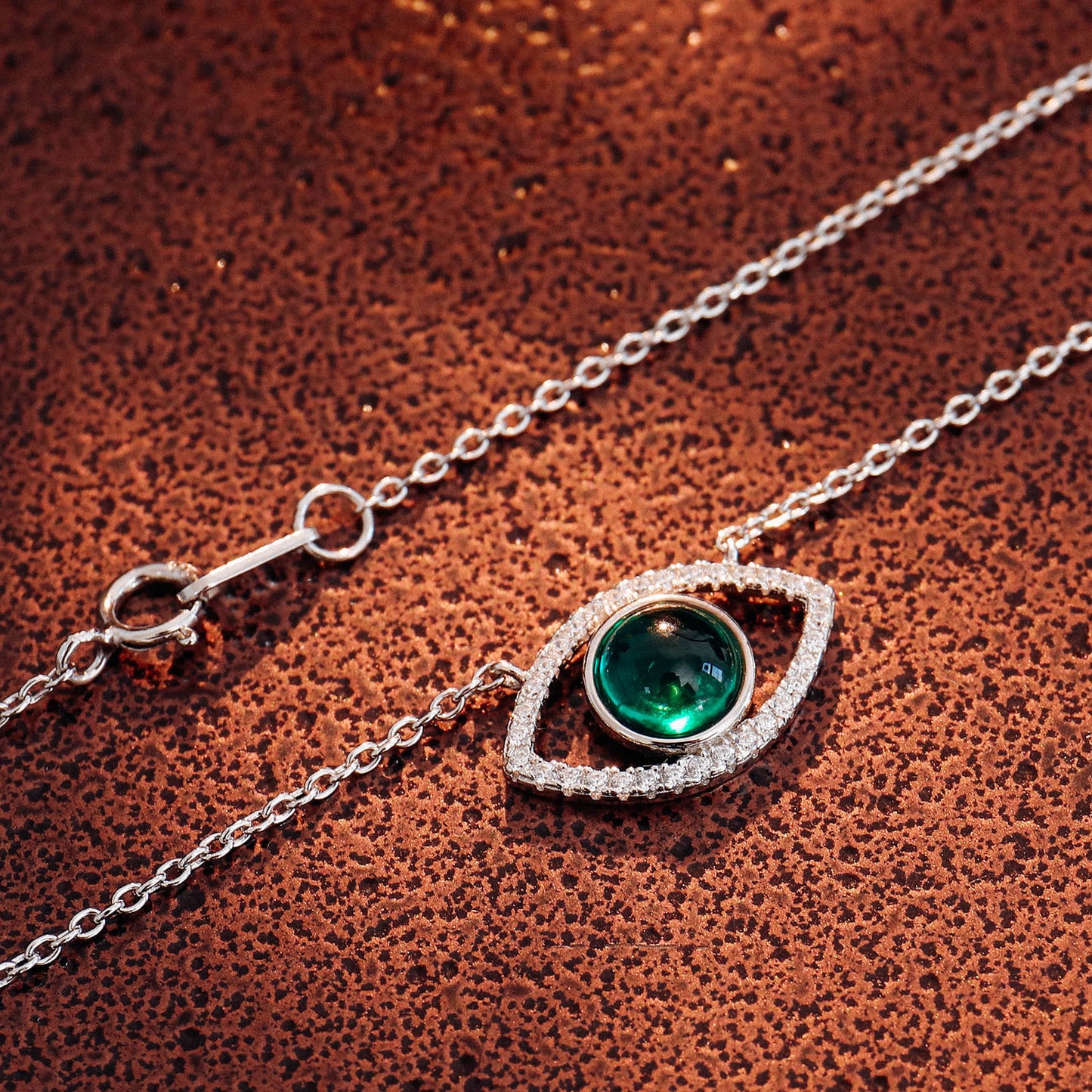 Eye Pendant Emerald Necklace Female