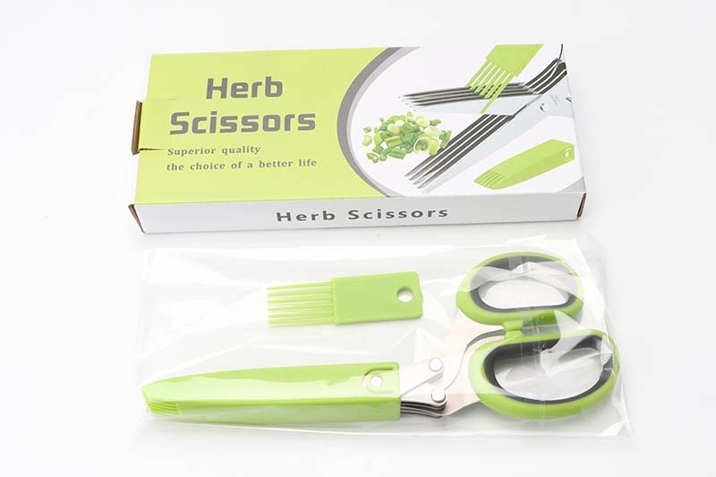 Multifunctional Muti-Layers Stainless Steel Knives Multi-Layers Kitchen Scissors Scallion Cutter Herb Laver Spices Cook Tool Cut