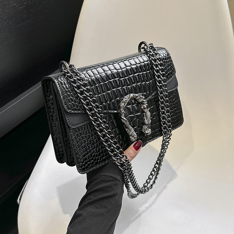 Bolso cuadrado pequeño cruzado con hombro para mujer con cadena de moda