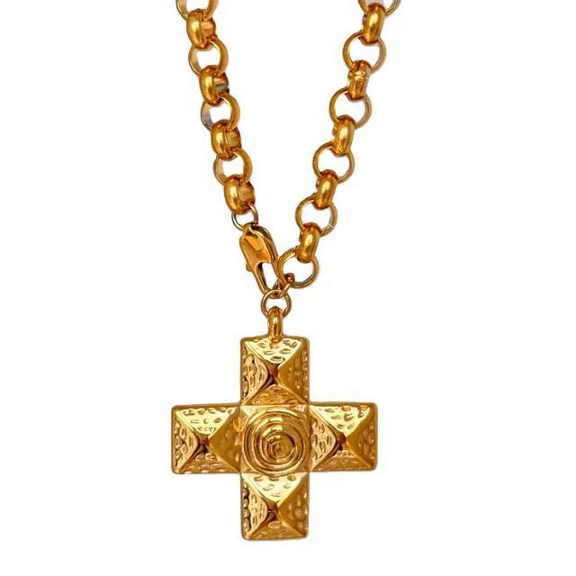 Titanium Steel Clavicle Chain 18K Gold Plated Cross