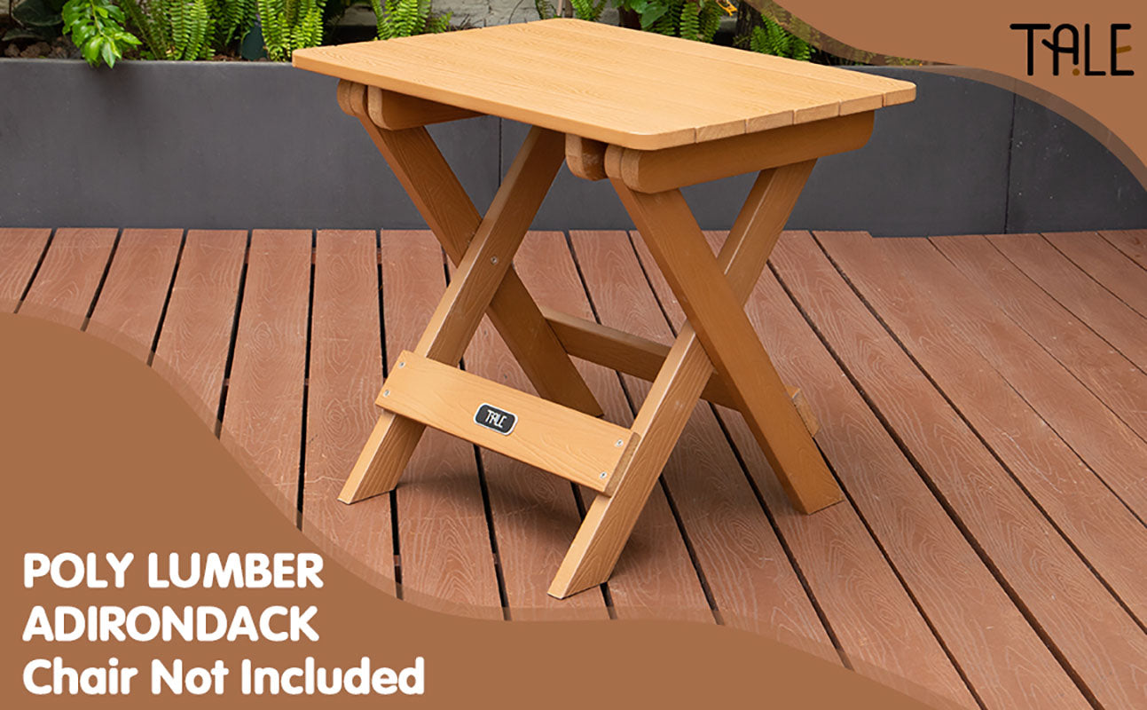 TALE Mesa auxiliar plegable portátil Adirondack, mesa cuadrada de madera de plástico resistente a todo clima y resistente a la decoloración, perfecta para jardín al aire libre, playa, camping, picnic, Ban Amazon