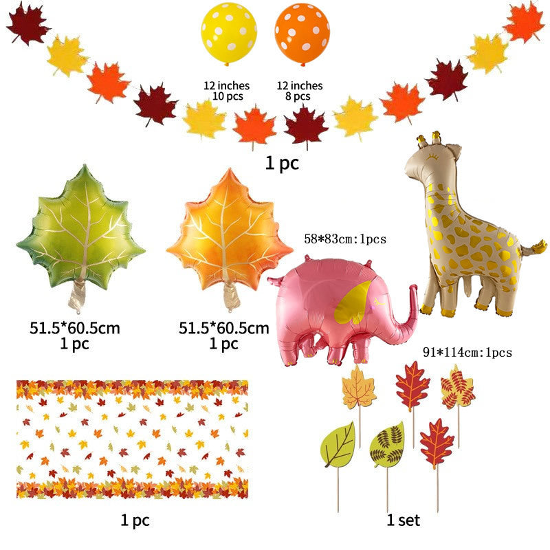 Thanksgiving Party Decoration Balloon Maple Leaf Shape Layout Props