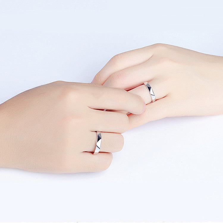 Diamond Horn Couple Ring Simple Smooth Diamond Ring Jewelry