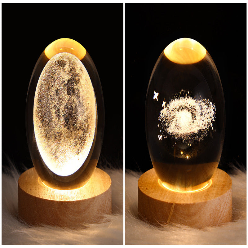 Lámpara LED de noche con forma de bola de cristal para niños, lámpara de mesa 3D con forma de planeta y Luna, decoración del hogar para dormitorio, fiesta, regalos de cumpleaños