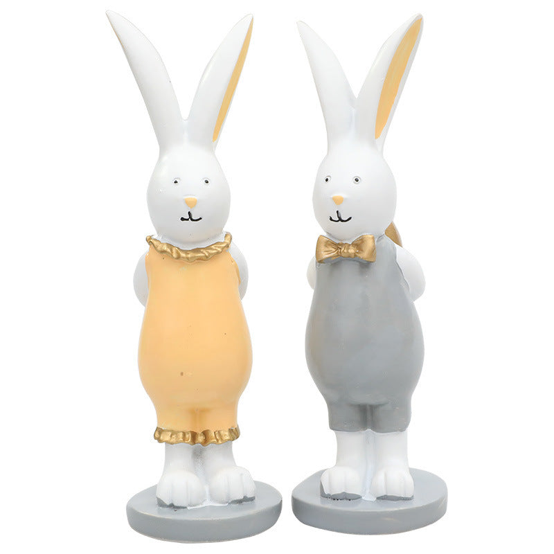 Easter Bunny Back Golden Eggs Gift Thanksgiving Decorations Pair