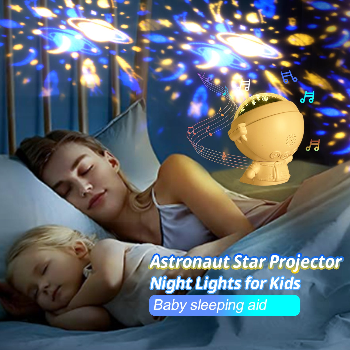 Proyector de estrellas de galaxia, luz nocturna de cielo estrellado, lámpara de astronauta, decoración de habitación, regalo para niños, proyección de astronauta de Navidad para bebés