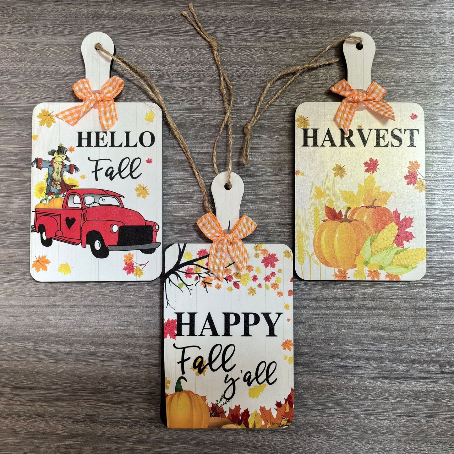 3 Autumn Decorative Supplies Thanksgiving Wooden Door Plate Pendant