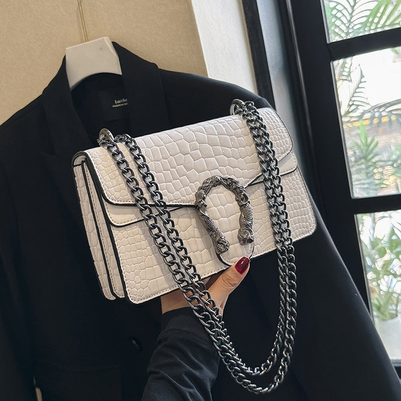 Bolso cuadrado pequeño cruzado con hombro para mujer con cadena de moda