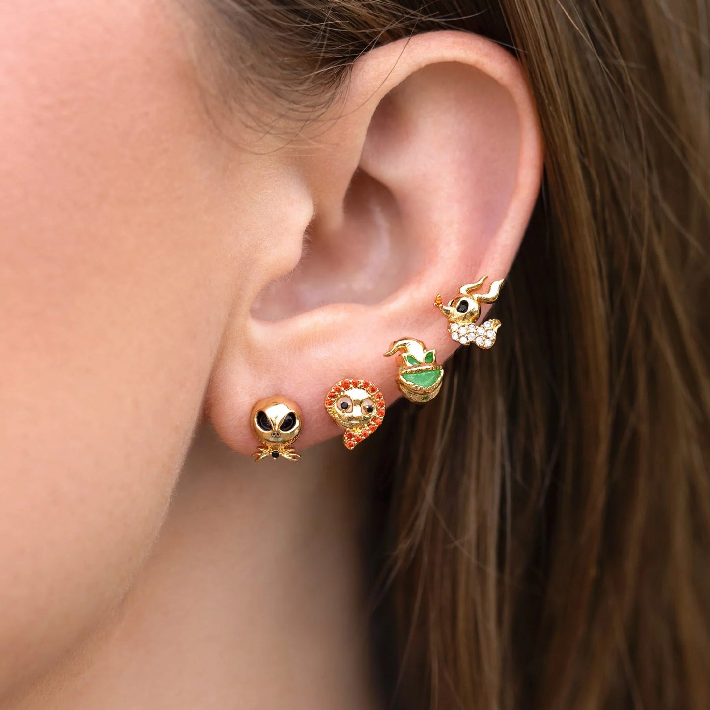 Halloween Plated 18K Real Gold Cartoon Pumpkin Earings Set