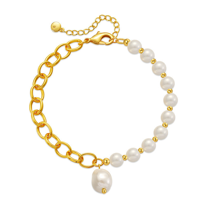 Women's Shell Pearls Material Stitching O-shaped Chain Pearl Bracelet