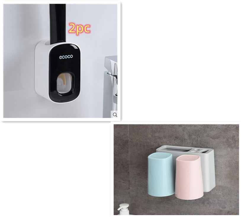 Dispensador de juego de accesorios de baño con soporte automático de pasta de dientes montado en la pared