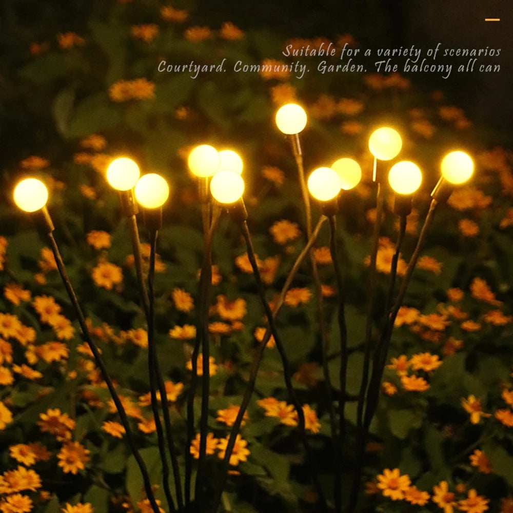 Luz Solar de luciérnaga de simulación, decoración de jardín al aire libre, lámpara de paisaje de césped, decoración de Navidad, luces LED solares, luces de jardín al aire libre