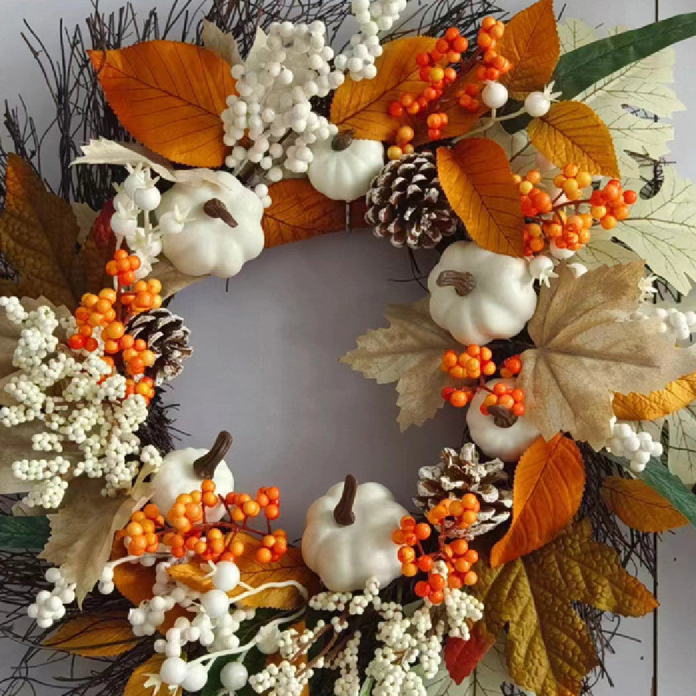 Thanksgiving Maple Leaf Pine Cone Wreath