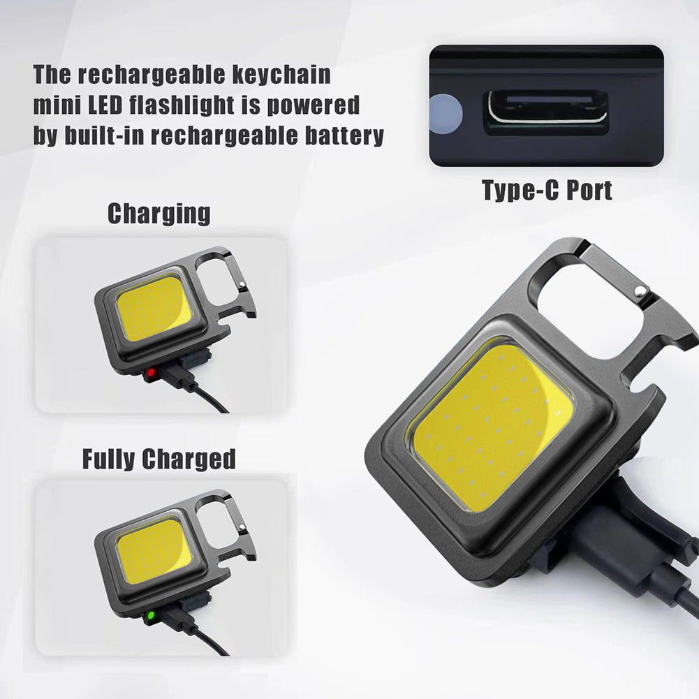 Mini linterna portátil recargable, llavero COB brillante, luz LED de trabajo, lámparas de emergencia con carga USB, luz para acampar al aire libre