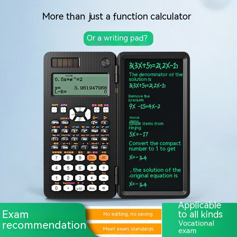 Calculadoras científicas plegables 2 en 1, tableta de escritura a mano, calculadora con función de aprendizaje, calculadoras científicas de escritorio plegables