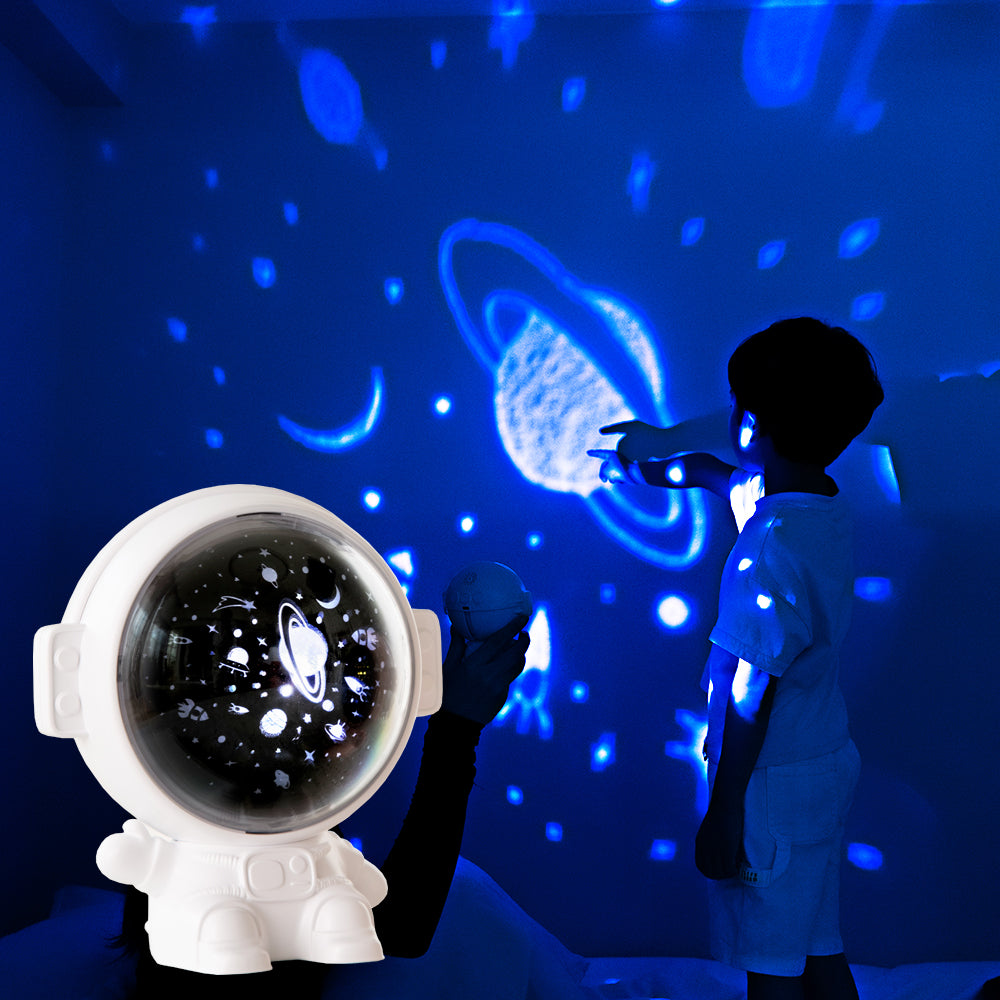 Proyector de estrellas de galaxia, luz nocturna de cielo estrellado, lámpara de astronauta, decoración de habitación, regalo para niños, proyección de astronauta de Navidad para bebés