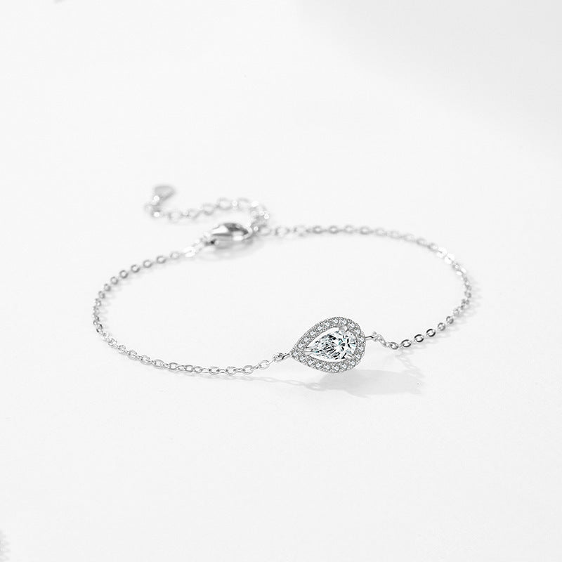 S925 Sterling Silver Drop-shaped Simulated Diamond Bracelet