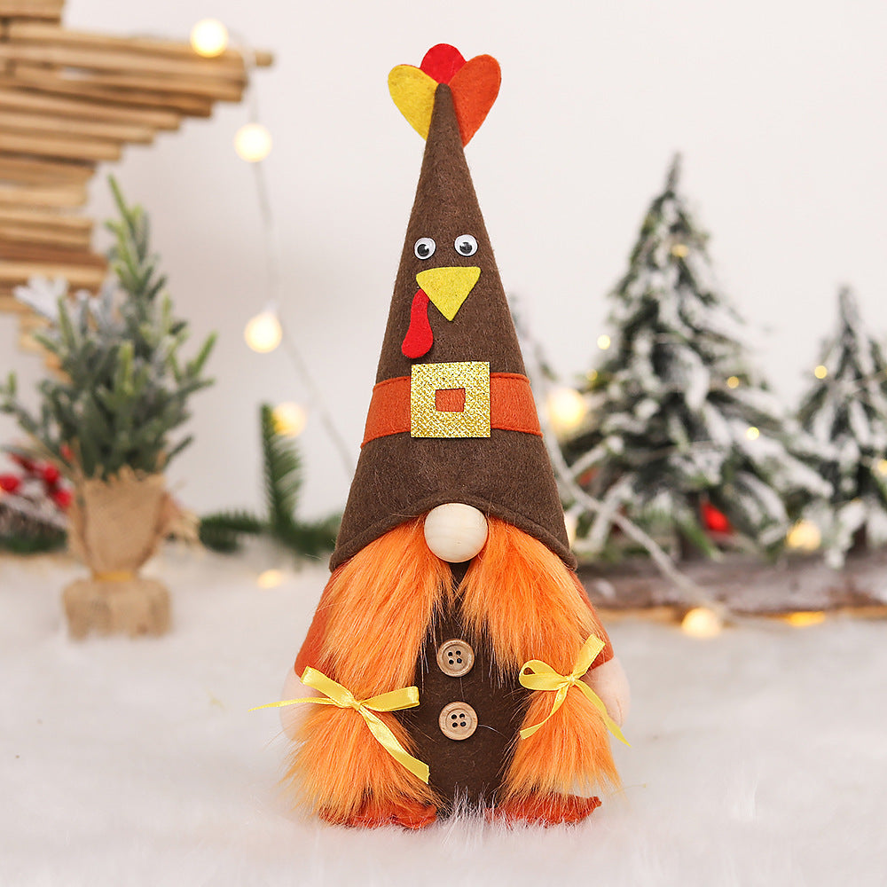 Thanksgiving Turkey Doll Ornaments Faceless Doll Scene Atmosphere Decoration Supplies