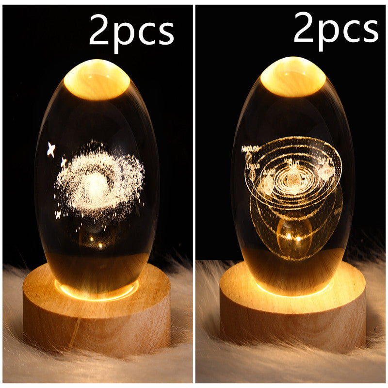 LED 夜灯银河水晶球台灯 3D 星球月亮灯卧室家居装饰儿童派对儿童生日礼物